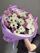 Букет из ромашки и статицы &laquo;Луг на заре&raquo; 4