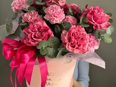 Цветы в коробке для Мамы « Дом где мама»