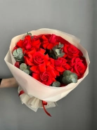 Авторский букет из 7 французских роз &laquo;Пламя страсти&raquo; 3