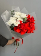 Букет из французских алых роз &laquo;Пламя в снегу&raquo; 4