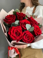 Букет из 7 алых роз &laquo;Семь нот любви&raquo; 1