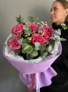 Пионовидная Роза с эвкалиптом 0