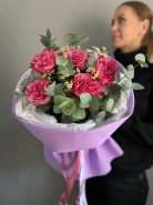 Пионовидная Роза с эвкалиптом 1