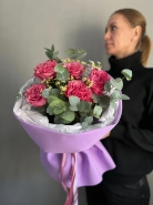 Пионовидная Роза с эвкалиптом 2